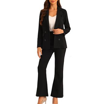 Business Work Suit Set For Women's 2 pc Notched Lapel Blazer And Long Pants