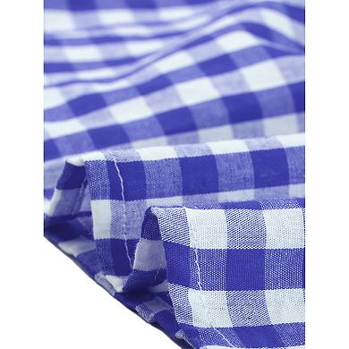 Gingham Peplum Top for Women Summer Square Neck Sleeveless Plaid Blouse