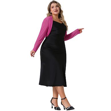 Women's Plus Size Mesh Crop Cardigans Long Sleeve Open Front Bolero Shrug Top