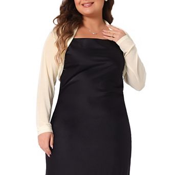 Women's Plus Size Mesh Crop Cardigans Long Sleeve Open Front Bolero Shrug Top
