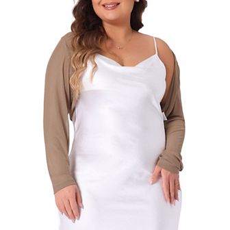 Women's Plus Size Mesh Crop Cardigans Long Sleeve Open Front Bolero Shrug Top