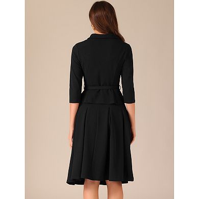 Business Skirt Suit Sets For Women's 2 Piece Outfits Office Long Sleeve Blazer Jacket Pleated Skirts