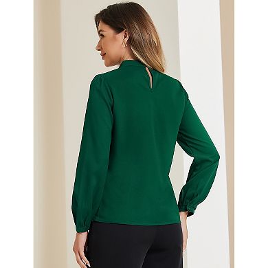 Chiffon Shirt For Women Work Office Mock Neck Long Sleeve Blouse