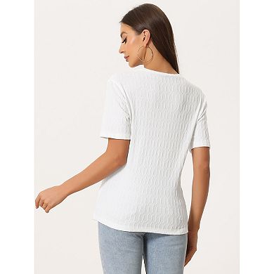Summer T-shirt For Women Casual Round Neck Basic Textured Top