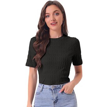 Summer T-shirt For Women Casual Round Neck Basic Textured Top