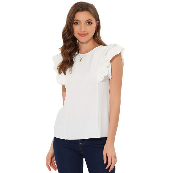 Ruffle Cap Sleeve Blouse