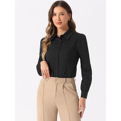 Leotard Shirt for Women Collared Business Casual Button Down Long Sleeves Bodysuit Top