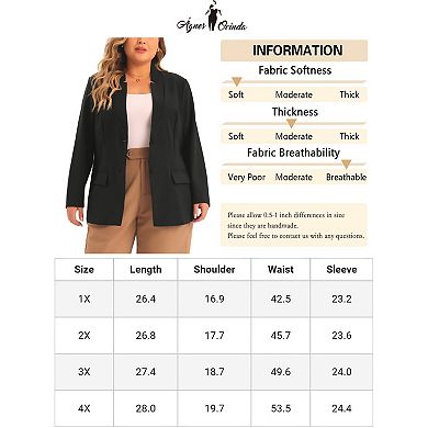 Plus Size Business Suit Blazer For Women Button Long Sleeve Office Work Blazer Jacket