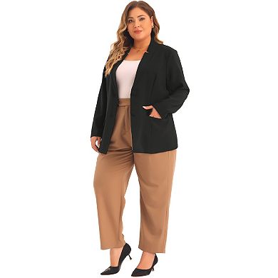 Plus Size Business Suit Blazer For Women Button Long Sleeve Office Work Blazer Jacket