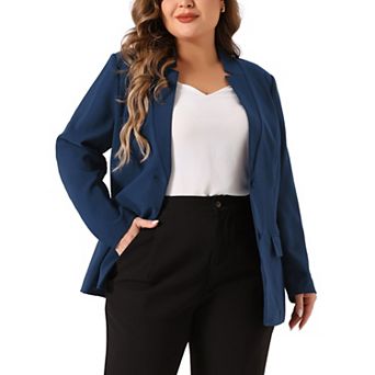 Plus Size Business Suit Blazer For Women Button Long Sleeve Office Work Blazer Jacket