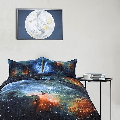 3pcs Galaxies Blue Comforter All-season Down Quilted Duvet