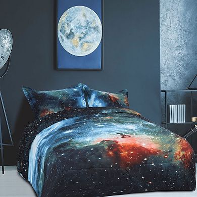 3pcs Galaxies Blue Comforter All-season Down Quilted Duvet