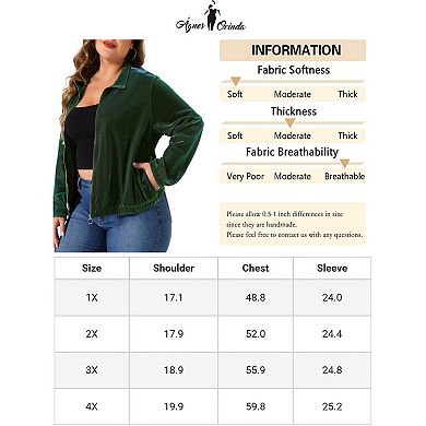 Women's Plus Size Metallic Holographic Reflective Long Sleeve Zip Up Clubwear Party Jacket