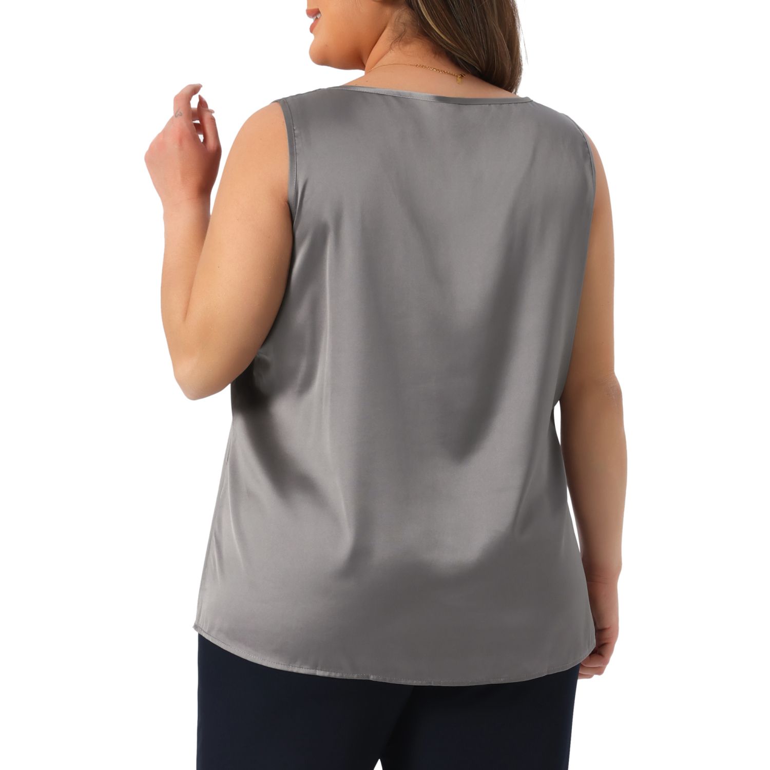 Karcermee Women's Silk Satin Tank Top - V-Neck Camisole, Sleeveless Blouse, Double Layer Non-See-Through