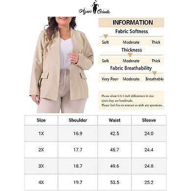 Plus Size Blazers For Women Button Long Sleeve Office Work Business Suit Blazer Jacket