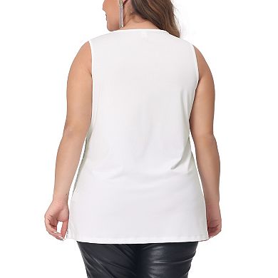 Plus Size Tops For Women Sleeveless Sparkle Shimmer Glitter Sequin V Neck Tank Top