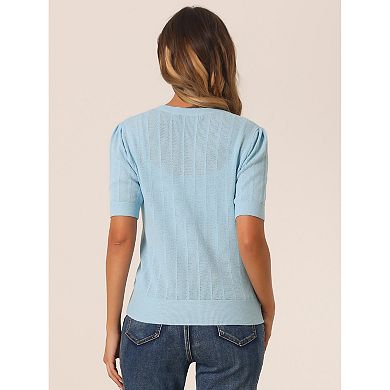 Short Sleeve Cardigan For Women's Casual Crochet Knit Button Up Bolero Sweater Tops