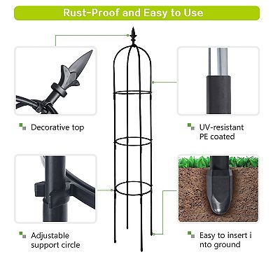 Garden Obelisk Tall Tower Trellis Stand, Lightweight Rust Proof Plastic Coated Metal, Height