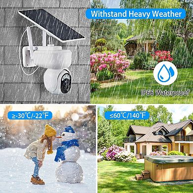 White, Ip66 Waterproof, 2.4g Wifi, 1080p Wireless Solar Security Camera