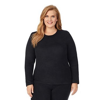 Plus Size Cuddl Duds® Long Sleeve Fleece Crewneck Top