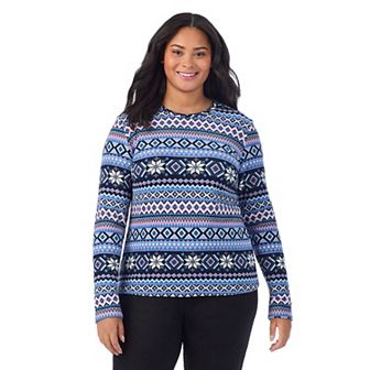 Plus Size Cuddl Duds® Fleecewear Stretch Long Sleeve Crew Top