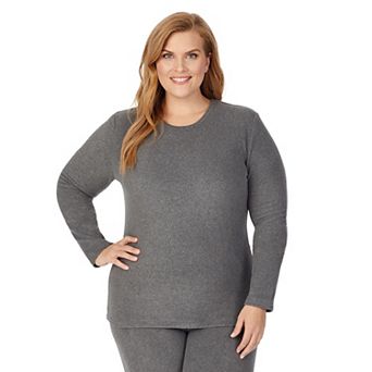 Plus Size Cuddl Duds® Long Sleeve Fleece Crewneck Top