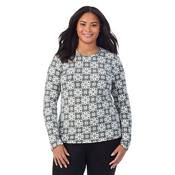 Plus Size Cuddl Duds® Long Sleeve Fleece Crewneck Top
