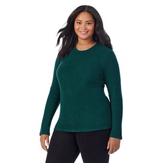 Plus Size Cuddl Duds® Long Sleeve Fleece Crewneck Top