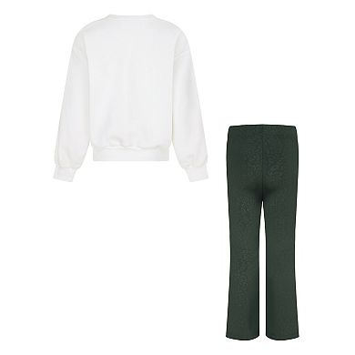 Baby & Toddler Girls Nike Swoosh Dri-FIT Crewneck Sweatshirt & Flared Leggings 2-Piece Set