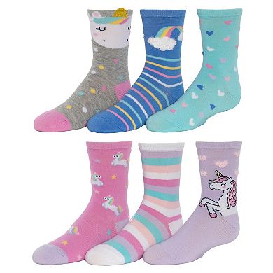 Girls 4-12 SO 6-Pack Patterned Crew Socks