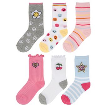 Girls 4-12 SO® 6-Pack Patterned Crew Socks