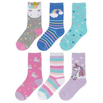 Girls 4-12 SO® 6-Pack Patterned Crew Socks