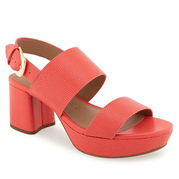 Aerosoles Camilia Women's Platform Sandals - Coral Lizard Emboss (6.5)