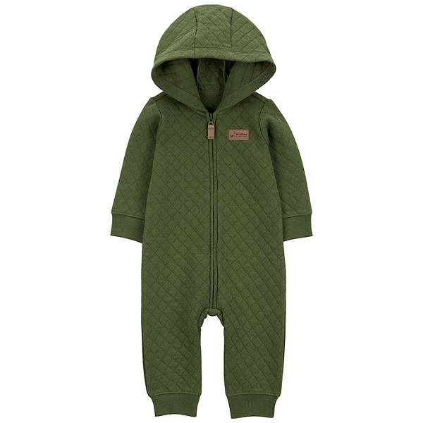 Carter's Baby Boy Green Alligator Hooded Jumpsuit main image 1