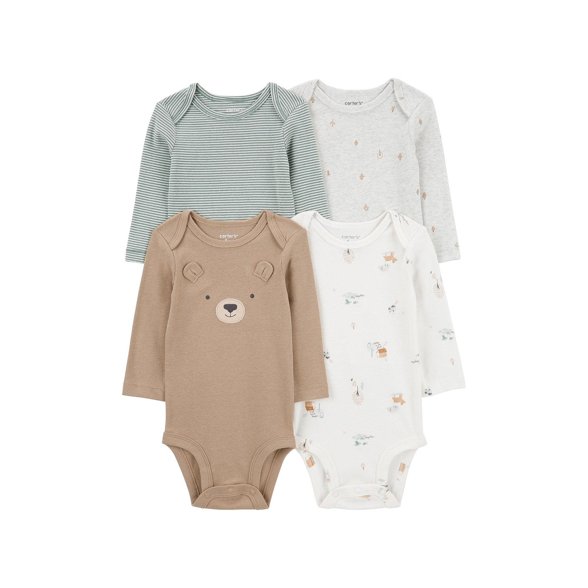 Baby Carters 4-Pack Bear Long-Sleeve Bodysuits, Boys, Size: PREEMIE, Mult
