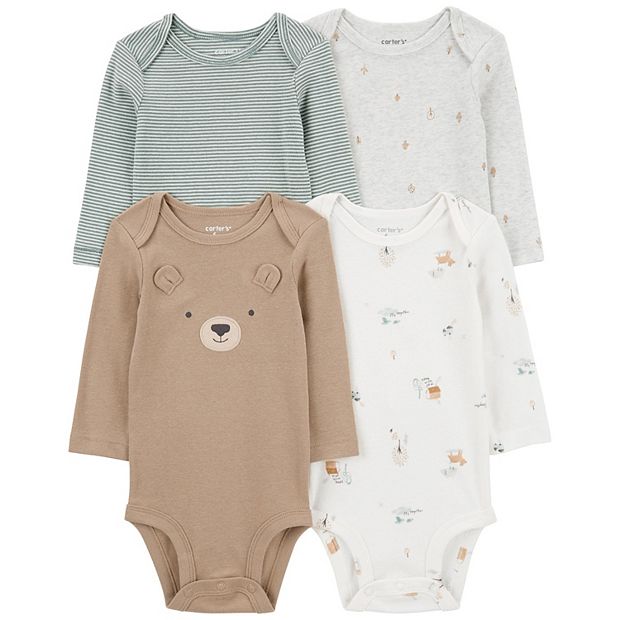 Baby Carter's 4-Pack Bear Long-Sleeve Bodysuits