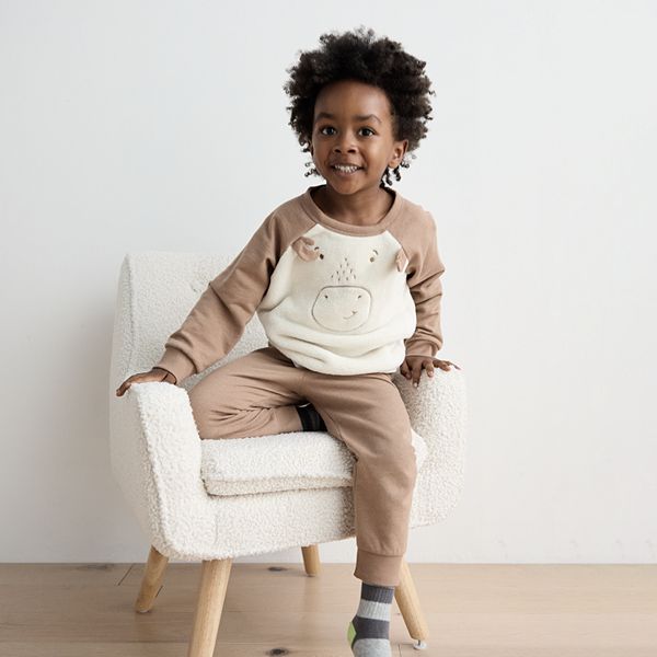 Toddler Boy Carter's 2-Piece Moose Fuzzy Pullover & Fleece Pants Set - Brown (2T)
