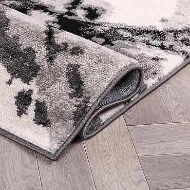 World Rug Gallery Fulton Contemporary Abstract Circles Non-Shedding Area Rug