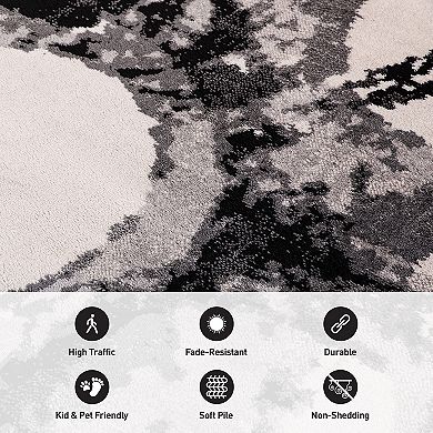 World Rug Gallery Fulton Contemporary Abstract Circles Non-Shedding Area Rug