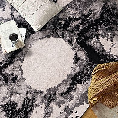 World Rug Gallery Fulton Contemporary Abstract Circles Non-Shedding Area Rug
