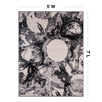World Rug Gallery Fulton Contemporary Abstract Circles Non-Shedding Area Rug