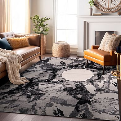 World Rug Gallery Fulton Contemporary Abstract Circles Non-Shedding Area Rug