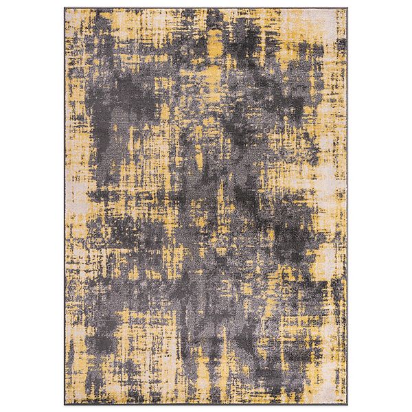 World Rug Gallery Fulton Yellow & Black Contemporary Abstract Design ...