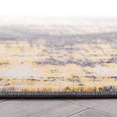 World Rug Gallery Fulton Yellow & Black Contemporary Abstract Design Area Rug