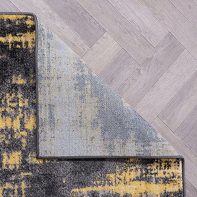 World Rug Gallery Fulton Yellow & Black Contemporary Abstract Design Area Rug