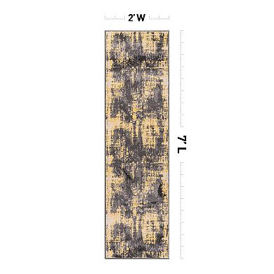 World Rug Gallery Fulton Yellow & Black Contemporary Abstract Design Area Rug