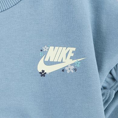 Baby & Toddler Girls Nike Floral Ruffle Sweatshirt & Dri-FIT Flared Leggings 2-piece Set