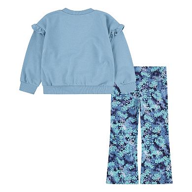 Baby & Toddler Girls Nike Floral Ruffle Sweatshirt & Dri-FIT Flared Leggings 2-piece Set