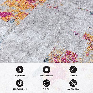 World Rug Gallery Wynn Contemporary Vibrant Abstract Design Area Rug