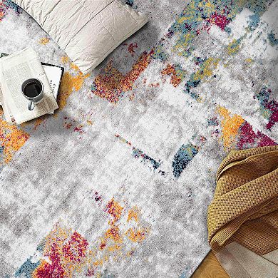 World Rug Gallery Wynn Contemporary Vibrant Abstract Design Area Rug